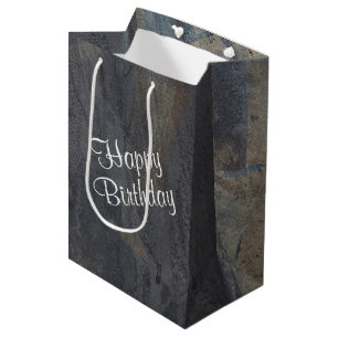 Sacola Para Presentes Média Aniversário Abstrato Slate Design