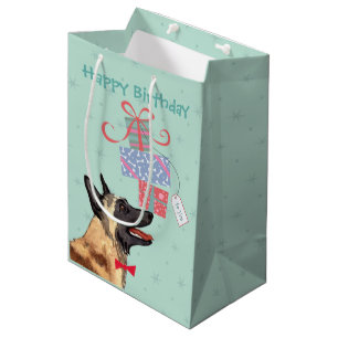 Sacola Para Presentes Média Aniversário Apresenta Malinois