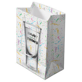 Sacola Para Presentes Média Aniversário Atirou Vidro Em Confetti