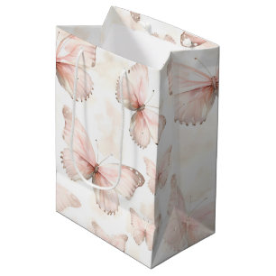 Sacola Para Presentes Média Aniversário Borboletas Rosa Bonitas
