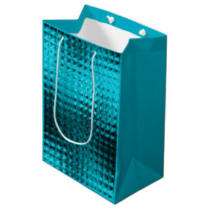 Sacola Para Presentes Média Aniversário brilhante da folha do brilho azul