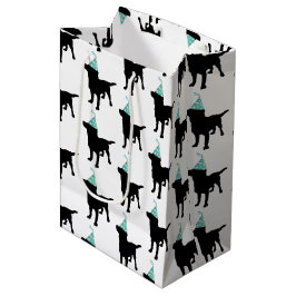 Sacola Para Presentes Média Aniversário, Cachorro Negro Labrador No Chapéu Fes