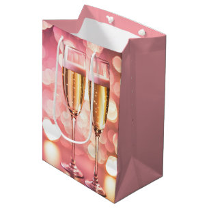 Sacola Para Presentes Média Aniversário Champagne Flutes