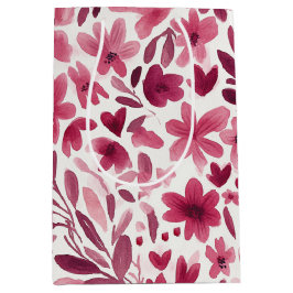 Sacola Para Presentes Média Aniversário Corações Flores Vermelhas Rosa Menina 