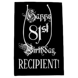 Sacola Para Presentes Média Aniversário da rua: Rico, Script Elegante + Nome