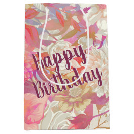 Sacola Para Presentes Média Aniversário Dahlia e Rosa Design