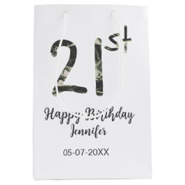 Sacola Para Presentes Média aniversário de 21 anos adiciona nome data ano mode