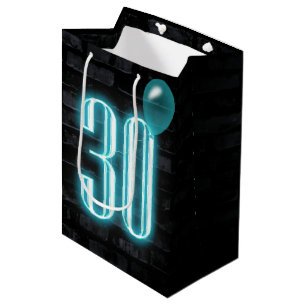 Sacola Para Presentes Média aniversário de 30 anos Neon Sign on Brick