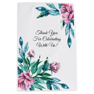 Sacola Para Presentes Média Aniversário de 40 anos Floral Romântico Feminina