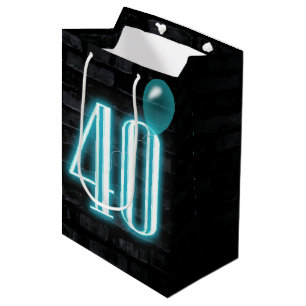 Sacola Para Presentes Média aniversário de 40 anos Neon Sign on Brick