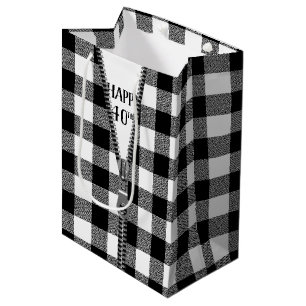 Sacola Para Presentes Média aniversário de 40 anos Zipper Na Xadrez De Buffal