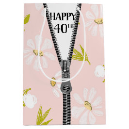 Sacola Para Presentes Média aniversário de 40 anos Zipper On Daisy Design