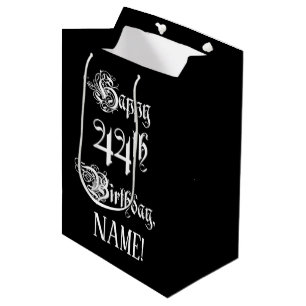 Sacola Para Presentes Média Aniversário de 44: Rico, Script Elegante + Nome P