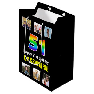 Sacola Para Presentes Média Aniversário de 511 ruas: Rainbow "51", Fotos e Nom