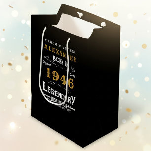 Sacola Para Presentes Média Aniversário de 80 anos 1946 Adicionar Nome Legenda