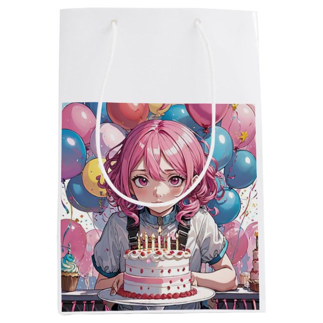 Sacola Para Presentes Média Aniversário de anime (Frente)