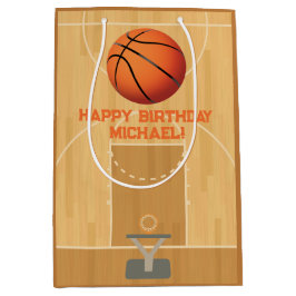 Sacola Para Presentes Média Aniversário de Basquete