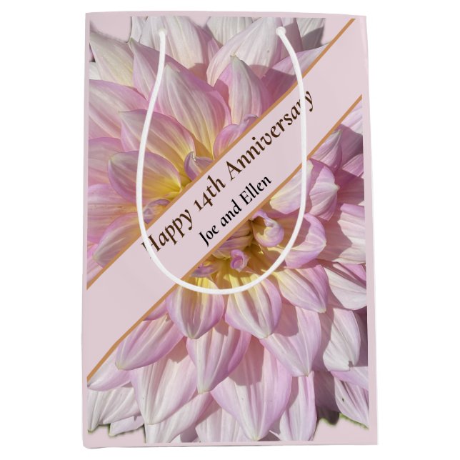 Sacola Para Presentes Média Aniversário de Casamento de 14, (Frente)