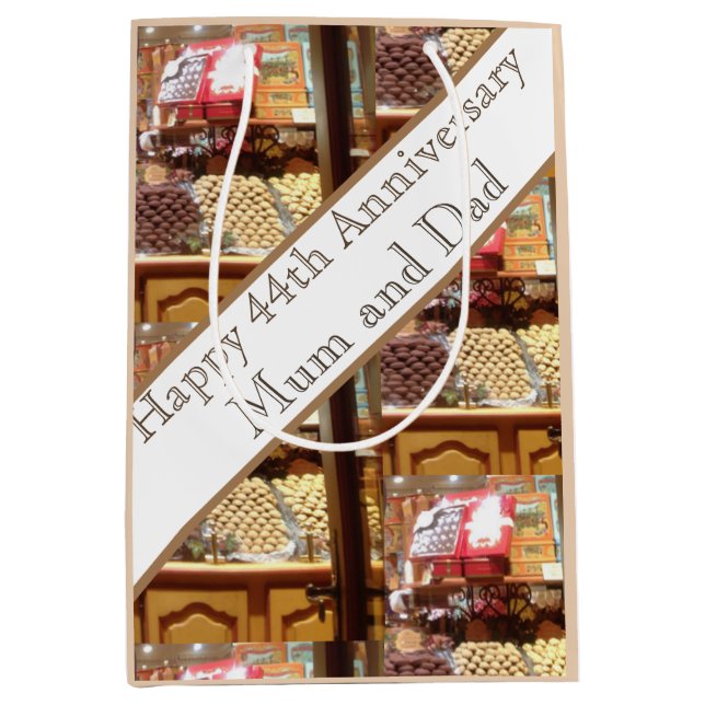 Sacola Para Presentes Média Aniversário de Casamento de 44 (Frente)