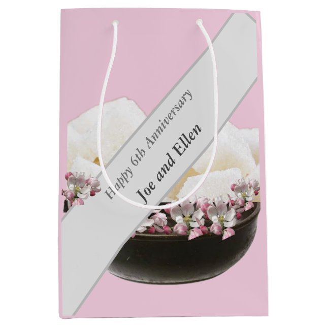 Sacola Para Presentes Média Aniversário de Casamento de 6, Ferro e Açúcar (Frente)