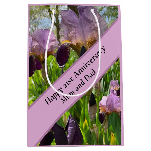 Sacola Para Presentes Média Aniversário de Casamento de ruas (Frente)