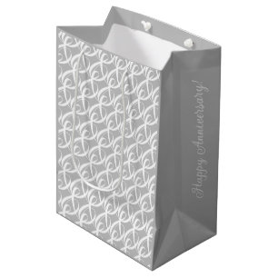 Sacola Para Presentes Média Aniversário de Casamento Personalizado Prata e Bra