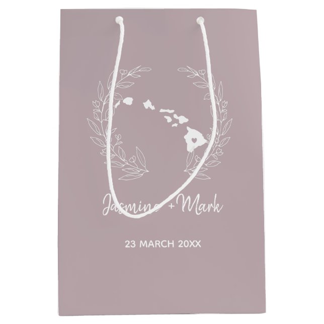 Sacola Para Presentes Média Aniversário de Casamento Silhouette no Estado do H (Frente)