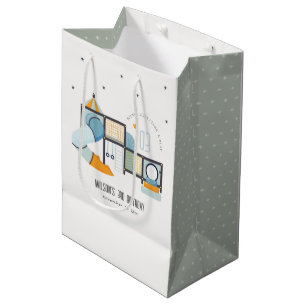 Sacola Para Presentes Média Aniversário de criança da Selva Selvagem do Centro