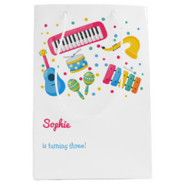 Sacola Para Presentes Média Aniversário de criança de instrumentos musicais