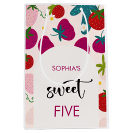 Sacola Para Presentes Média Aniversário de criança de morango doce