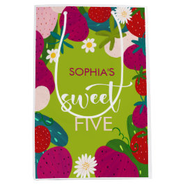 Sacola Para Presentes Média Aniversário de criança de morango doce