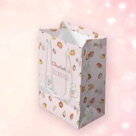 Sacola Para Presentes Média Aniversário de criança de sobremesas cor-de-água r