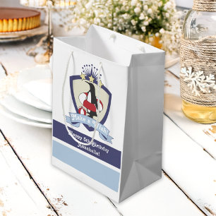 Sacola Para Presentes Média Aniversário de criança do Penguin Crest Cute Clu