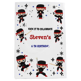 Sacola Para Presentes Média Aniversário de criança estilo Ninja