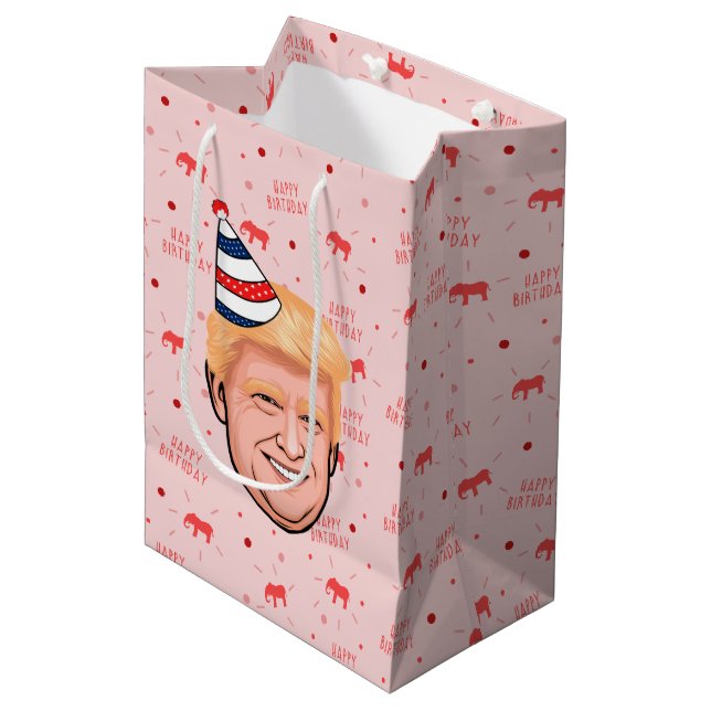 SACOLA PARA PRESENTES MÉDIA ANIVERSÁRIO DE DONALD TRUMP (Frente inclinada)