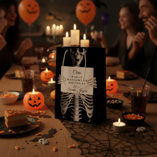 Sacola Para Presentes Média Aniversário de Halloween Esqueleto Assustador Pers