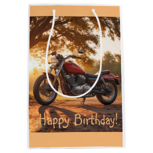 Sacola Para Presentes Média Aniversário de motocicleta