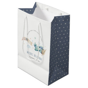 Sacola Para Presentes Média Aniversário do Coração da Nuvem Azul-Azul de Aqua