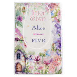 Sacola Para Presentes Média Aniversário do "Flautiter and twirt Fairy Garden W