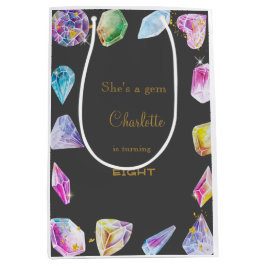 Sacola Para Presentes Média Aniversário do Gem Party Crystals Moz