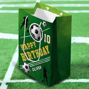 Sacola Para Presentes Média Aniversário do Jogador de Futebol Moderno