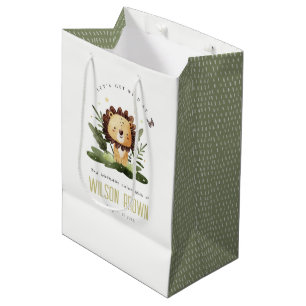 Sacola Para Presentes Média Aniversário do leão-de-coleira tropical selvagem