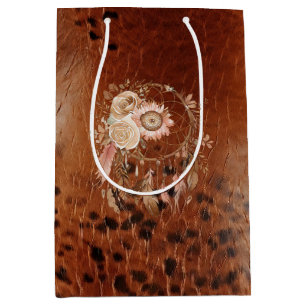 Sacola Para Presentes Média Aniversário do Sonho Floral Rosa Azul Ocidental