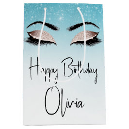 Sacola Para Presentes Média Aniversário Eyelashes com Glitter