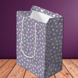 Sacola Para Presentes Média Aniversário Floral Roxo