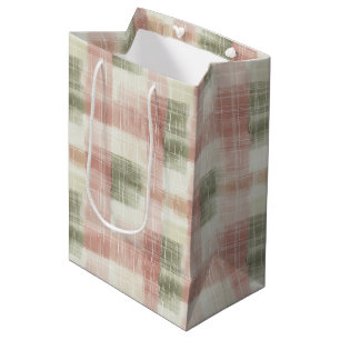 Sacola Para Presentes Média Aniversário Listras Xadrez Creme Menta Rosa Chic