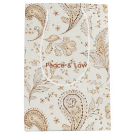 Sacola Para Presentes Média Aniversário Paz Boêmio Hippie Anos 60 Paisley