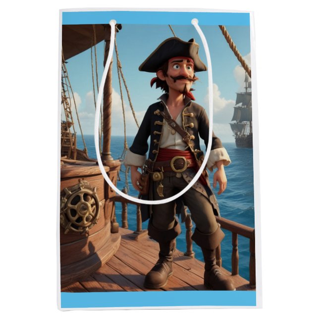 Sacola Para Presentes Média Aniversário Pirata (Frente)