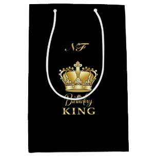 Sacola Para Presentes Média Aniversário Rei Dourado Monograma Real Monograma L