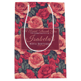 Sacola Para Presentes Média Aniversário Temático de Rosa Moderna